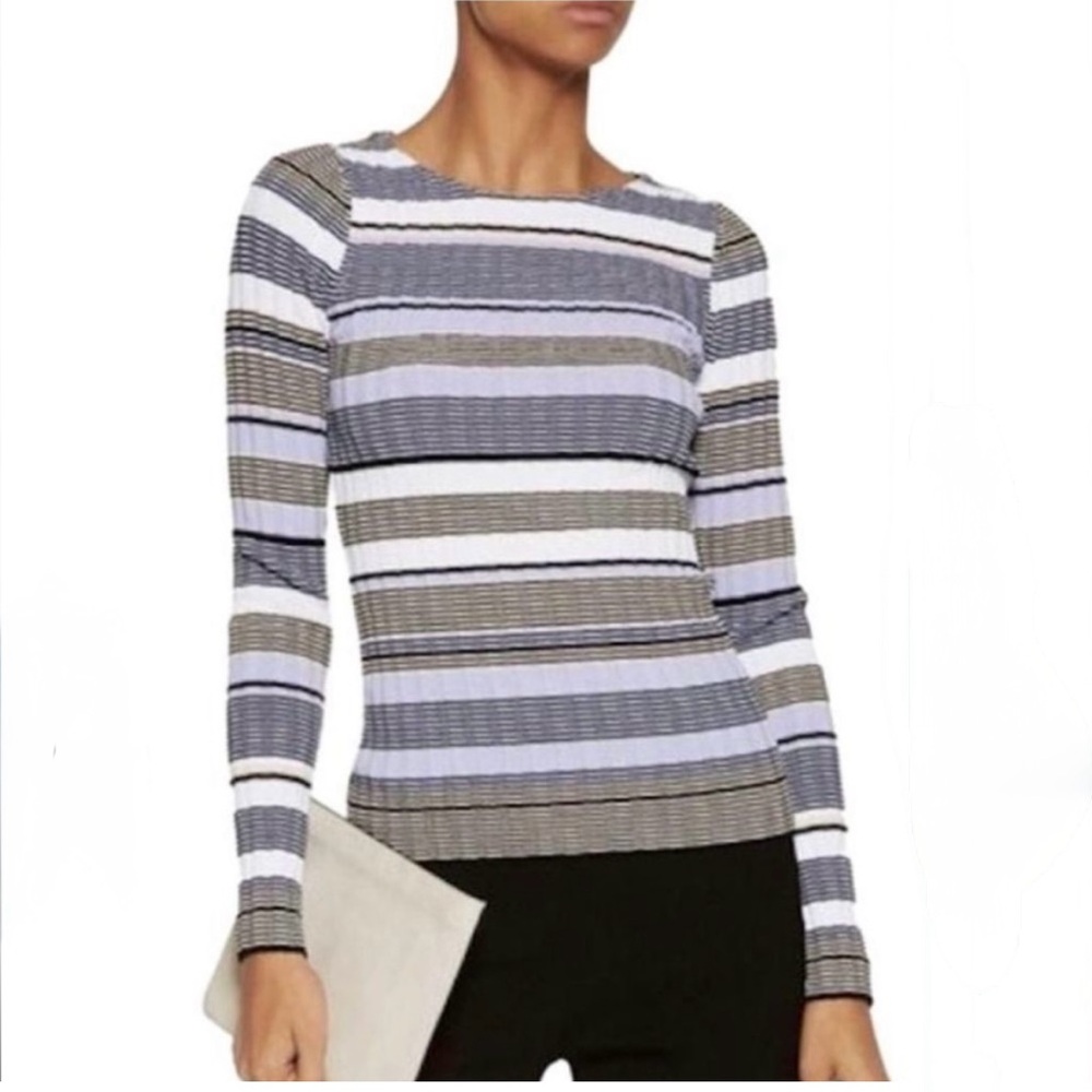 Elizabeth and James rib knit striped stretch sweater
